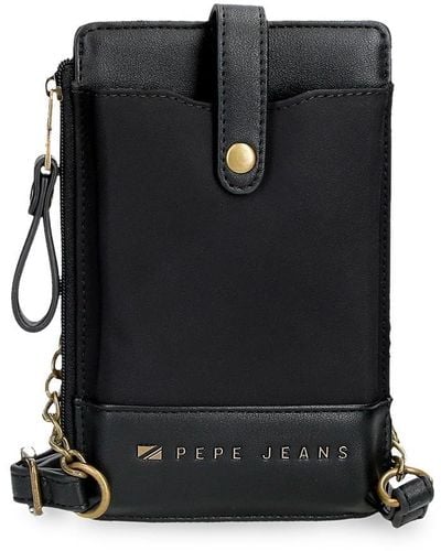 Pepe Jeans Morgan Sac à bandoulière Porte-téléphone Noir 9,5 x 16,5 cm Polyester et PU by Joumma Bags
