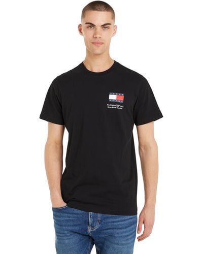 Tommy Hilfiger T-shirt iche Corte Uomo Essential Flag Tee Slim Fit - Nero