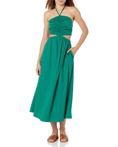 The Drop Brinda Cotton Cutout Halter Maxi Dress - Green