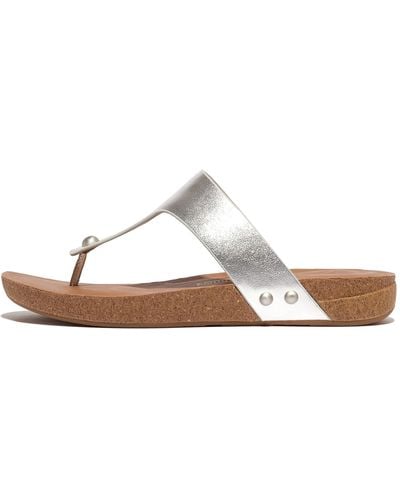 Fitflop Iqushion Metallic S Toe Post Silver - Brown