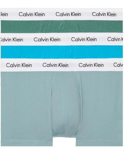 Calvin Klein 3 Pack Low Rise Trunks - Cotton Stretch - - Blue - Men - S - Multicolor