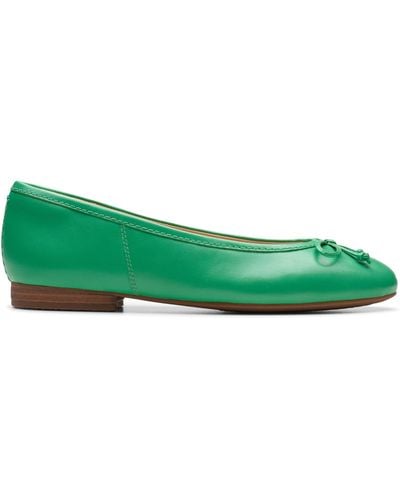 Clarks Fawna Lily Leather Shoes In Green Standard Fit Size 5.5
