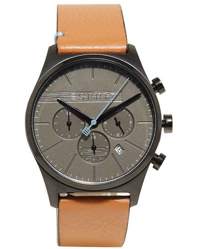 Esprit S Chronograph Quartz Watch With Leather Strap Es1g053l0035 - Brown
