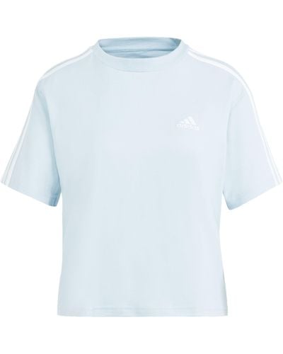 adidas Essentials 3-Stripes Single Jersey Crop Top Camiseta - Azul