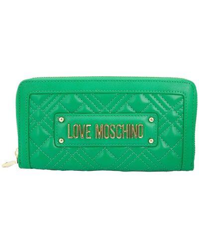 Love Moschino Portafoglio Quilted Zip Around Portafoglio Verde Erba Donna 20x10x3 cm