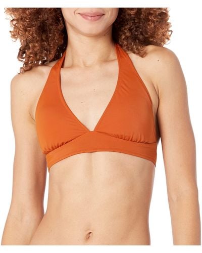 Amazon Essentials Light-support Tie Halter Bikini Swimsuit Top - Orange