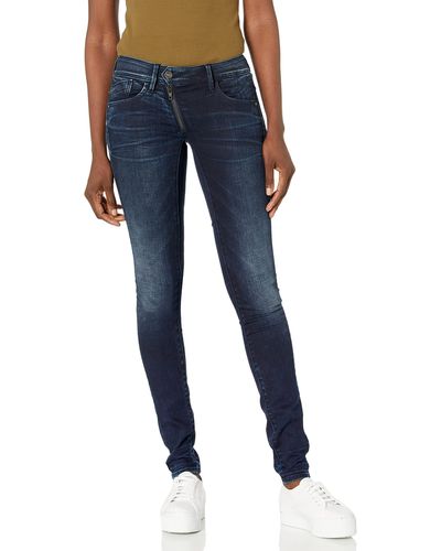 G-Star RAW Lynn Zip Mid Skinny Wmn, Jeans para Mujer - Azul