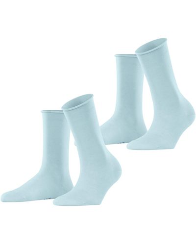 Esprit Basic Pure 2-pack Socks Breathable Sustainable Organic Cotton Wide Tops For A Soft Grip On The Leg Suitable For Diabetics Plain - Blue