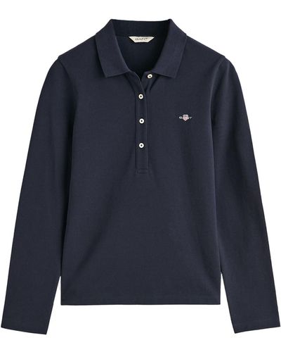 GANT Slim Shield Ls Pique Polo Polo Shirt - Blue