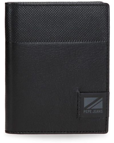 Pepe Jeans Topper Vertical Wallet With Purse Black 8.5 X 10.5 X 1 Cm Leather