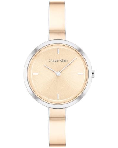 Calvin Klein Analoge Quartz Horloge Voor Met Tweekleurige Roestvrijstalen Armband - 25200188, Anjer Goud - Wit