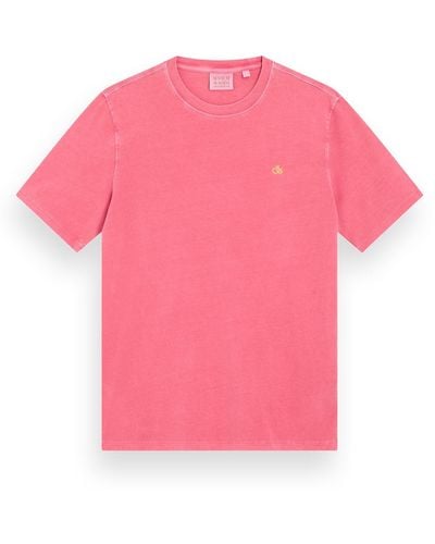 Scotch & Soda Garment Dye Logo Crew T-Shirt - Pink