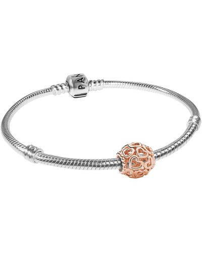 PANDORA Armband Herzstrudel Rosé 925 Silber zauberhafter Silberschmuck für Frauen - Weiß