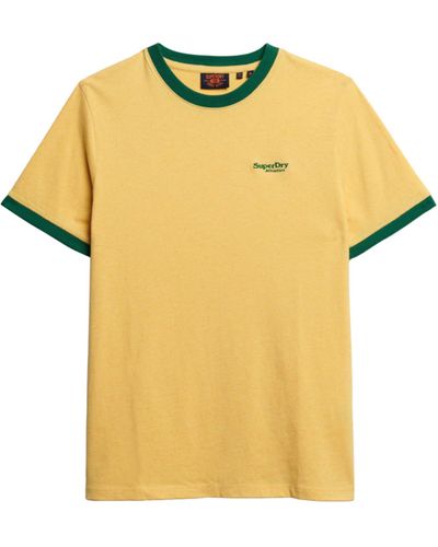 Superdry Essential Ringer-T-Shirt mit Logo Kanariengelb Meliert/Drop Kick Grün XL