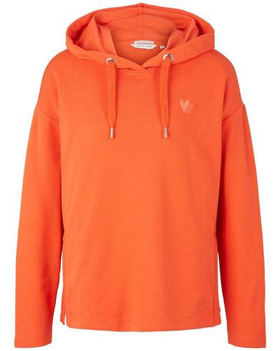 Tom Tailor Hoodie Sweatshirt mit Herz-Stickerei - Orange