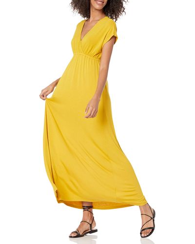 Amazon Essentials Vestido Entallado Largo - Amarillo
