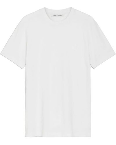 Trussardi T-Shirt ica Corta da Uomo Marchio - Bianco