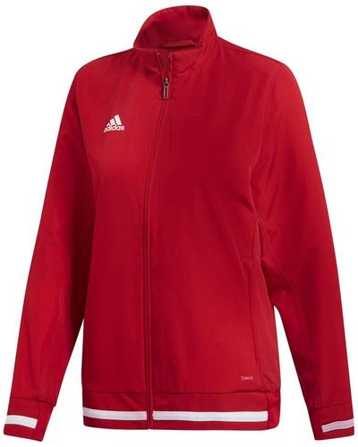 adidas T19 S Woven Full Zip Sports Track Jacket - Red