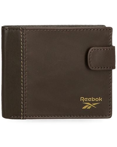 Reebok Division Horizontal Wallet With Click Closure Brown 11 X 8.5 X 1 Cm Leather