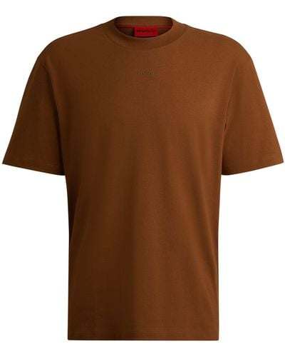 HUGO S Dapolino Relaxed-fit T-shirt In Cotton With Logo Print Brown