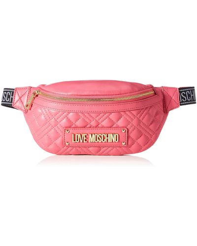 Love Moschino Precollection Ss35 Pu New Shiny Quilted Waist Bag - Black