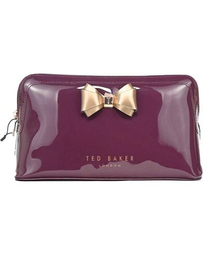 Ted Baker Large Abbie Wash Cosmetic Toiletry Make Up Bag Case In Oxblood - Purple