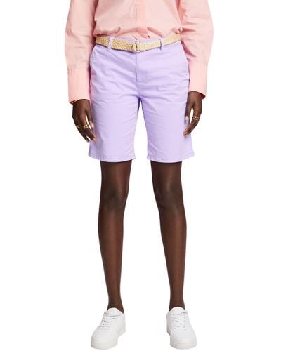 Esprit Shorts mit Flechtgürtel aus Raffiabast - Pink