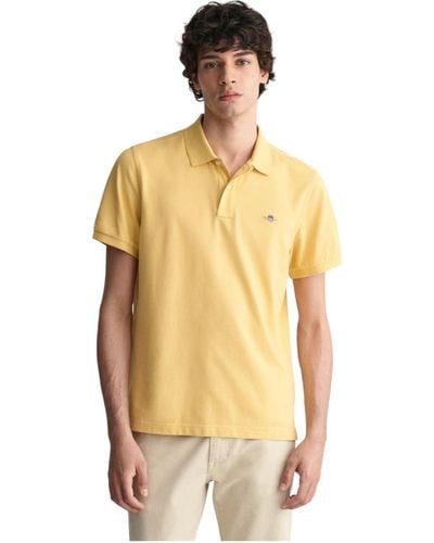 GANT S Piqué Polo Shirt Dusty Yellow Xl - Metallic