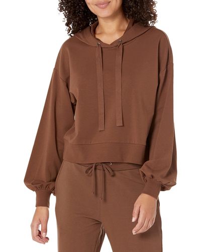 The Drop Mayla Supersoft Stretch Cropped Hoodie - Brown