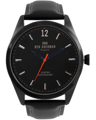 Ben Sherman S Analogue Classic Quartz Watch With Leather Strap Wb019bb - Black
