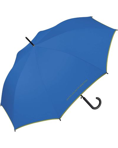 Benetton Regenschirm Stockschirm Automatik Schirm groß stabil robust - Blau