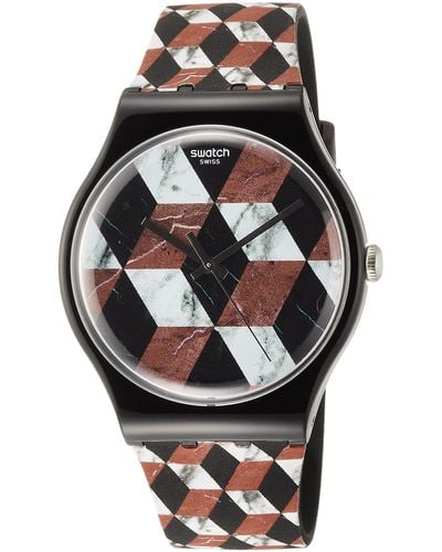 Swatch Analog Quarz Uhr mit Silikon Armband SUOB142 - Mehrfarbig