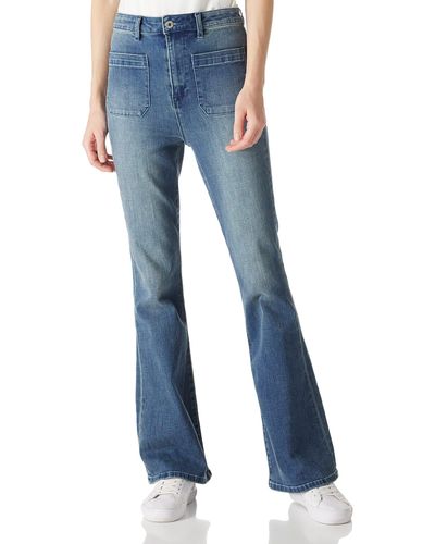 FIND Jeans Bootcut,Langgrößen High Waist Stretch Weites Bein Flared Jeans M - Blau
