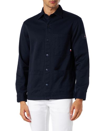 Tommy Hilfiger Shirt Heavy Twill Solid Long-Sleeve - Azul