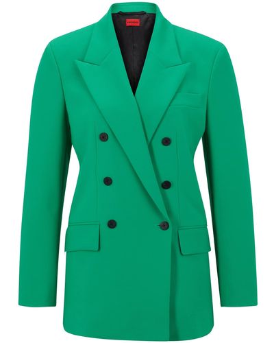 HUGO Relaxed-fit Jacket With Double-breasted Closure - Green