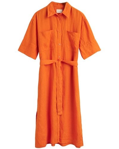 GANT REL Linen SS Shirt Dress Kleid - Orange