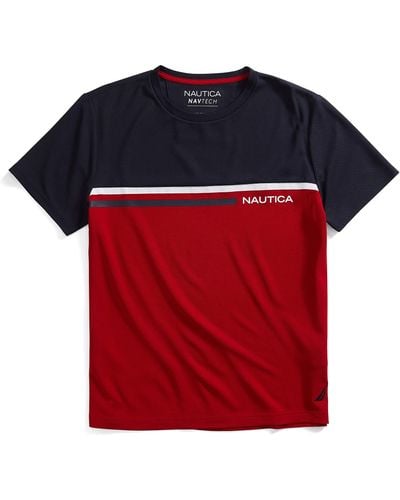 Nautica Navtech-Maglietta da Uomo Colorblock T-Shirt - Rosso