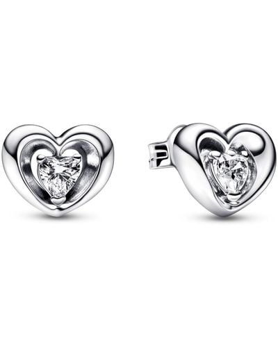 PANDORA Radiant Heart & Floating Stone Stud Earrings 292500c01 Silver - Multicolour