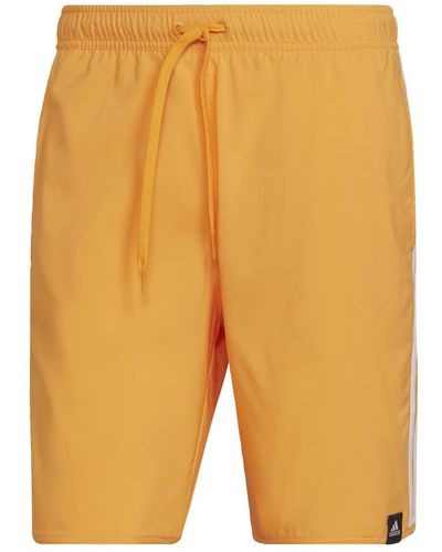 adidas Classic-Length 3-Stripes Swim Shorts - Orange