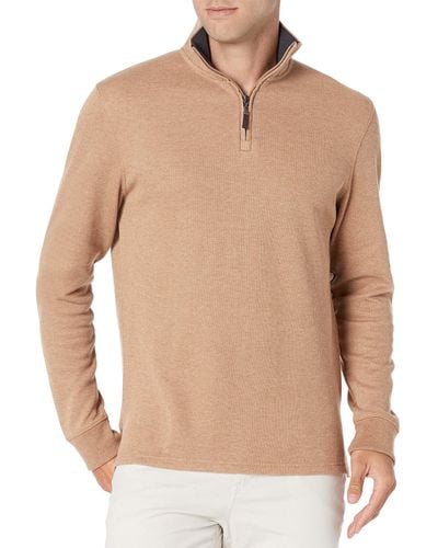 Amazon Essentials Quarter-zip French Rib Jumper - Natural