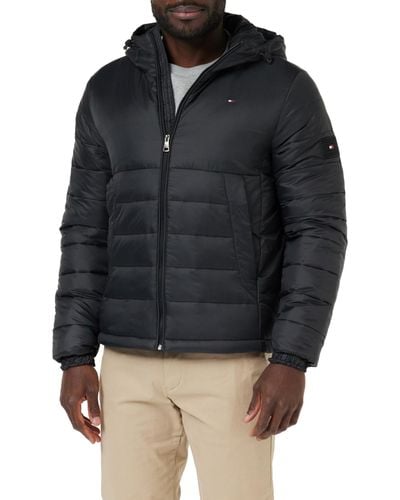 Tommy Hilfiger Packable Recycled Quilt Hdd Jkt Woven Jackets - Black