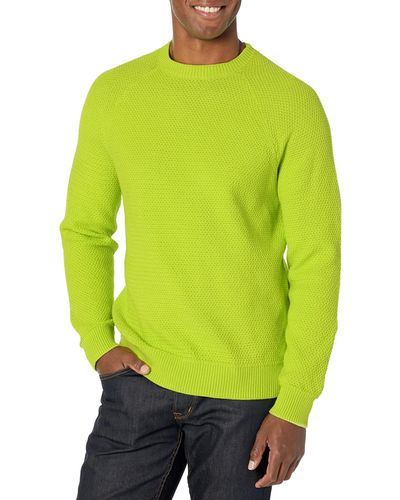 Amazon Essentials Jersey Oversize de algodón Texturizado con Cuello Redondo Hombre - Verde
