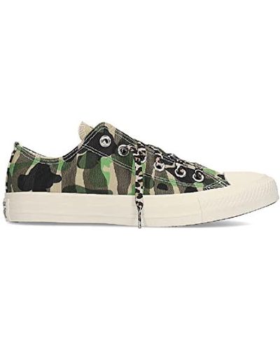 Converse Chuck Taylor All Star Ctas Ox 570780c Canvas Camo Green Trainers Shoes - Grey