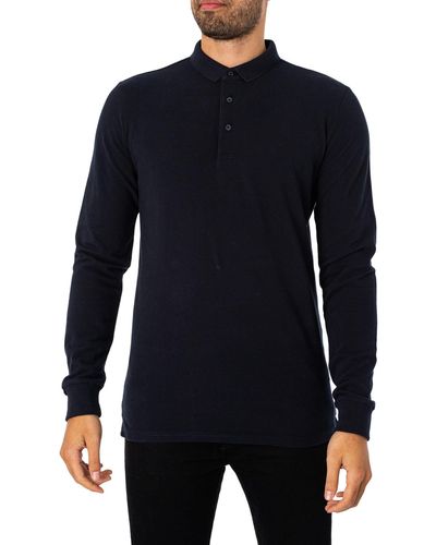 Superdry Langärmeliges Poloshirt aus Baumwolle T-Shirt - Blau