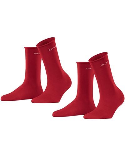 Esprit Damen Socken Basic Pure 2-pack W So Baumwolle Einfarbig 2 Paar - Red