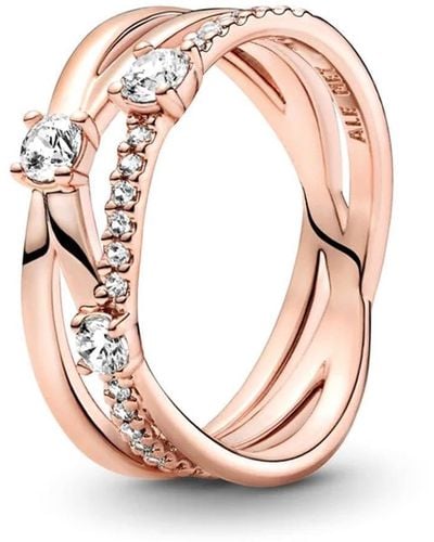 PANDORA Bague 189400C01-52 bague à triple anneau pour femme - Rose