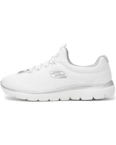 Skechers , CUMBRES Mujer, Malla Blanca Plata Gris Ribete, 38 EU - Blanco