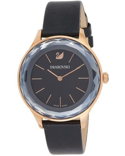 Swarovski Reloj Análogo clásico para Mujer de Cuarzo con Correa en Cuero 5295377 - Negro