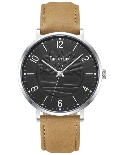 Timberland 's Analog Quartz Watch With Leather Strap Tdwga0010904 - Metallic
