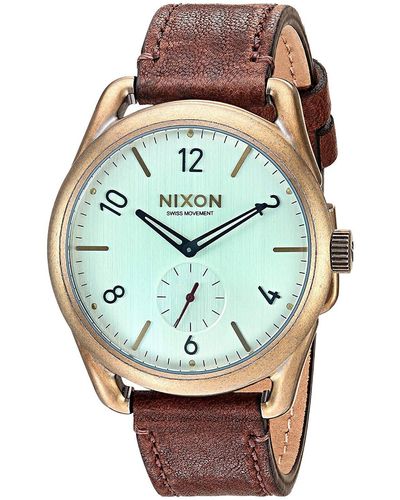 Nixon Analog Quarz Uhr mit Leder Armband A4592223-00 - Grün